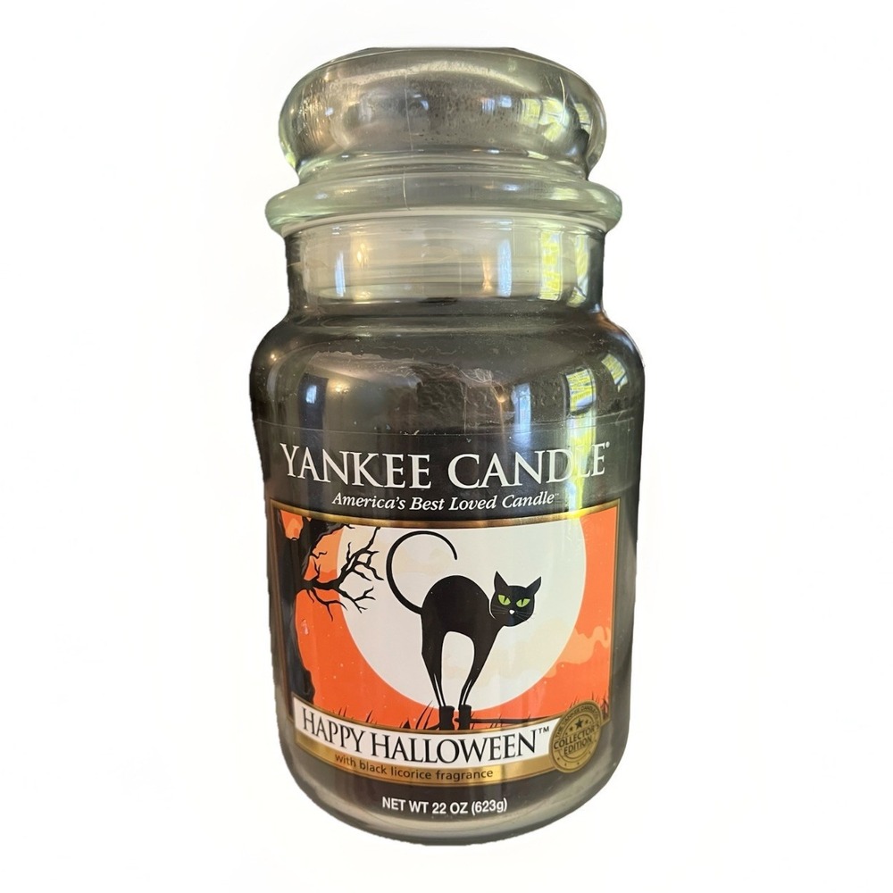 Yankee Candle Happy Halloween‎ Cat Black Licorice Fragrance 22 Oz Jar 99% FULL
